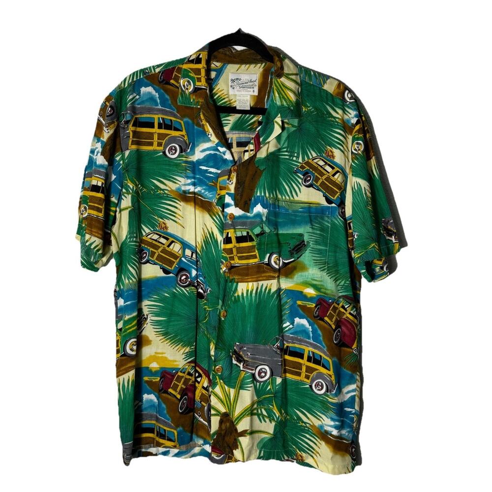 Diamond Head Mens Sportswear Aloha Hawaiian Woodie Surf Shirt M Vintage